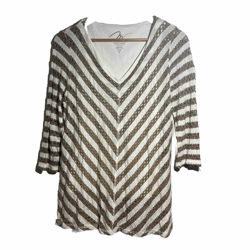 Miracle Body size medium Women's Tan Lace & Off White Top Miracle suit slimming